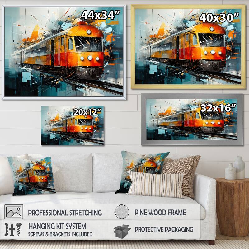 Designart "Train Fragmented Rhythm" Transportation Canvas Wall Art